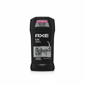 A gray and black deodorant stick with the Axe logo and 'Dark Temptation' label