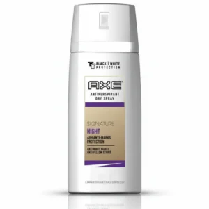 Can of Axe Sage & Cedarwood Body Spray Deodorant in green and brown colors, with the Axe logo and product name visible on the label.