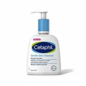 A white bottle with the Cetaphil logo and the text 'Gentle Skin Cleanser' on the label. The bottle contains 237ml of product.