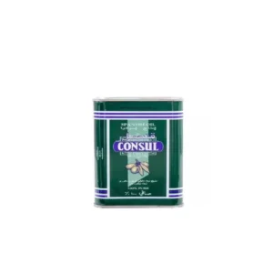 A 500 ml bottle of Consul olive oil with a green and white label