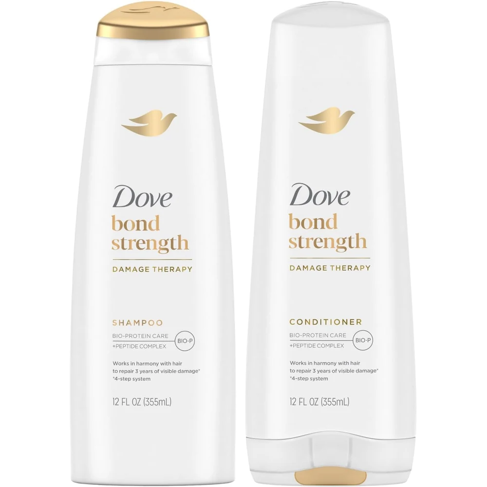 A bottle of Donse 2-in-1 Fortifying Shampoo & Conditioner with a blue and white label