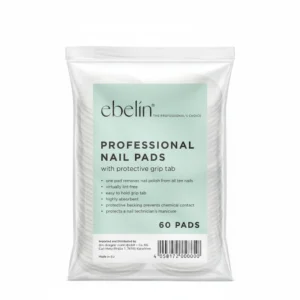 A white bottle with a silver cap, containing a clear, milky-colored nail treatment. The Ebelin logo is printed on the front label.