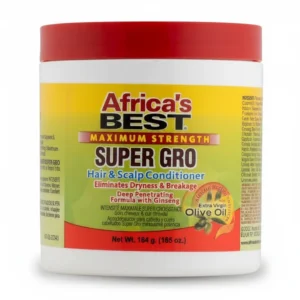 A bottle of Africa's Best Hair & Scalp Conditioner in a light green color, with a label featuring the brand name and product description.