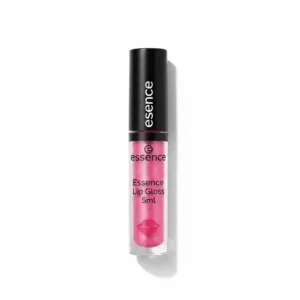 A clear, glossy lip gloss in a clear tube with a pink cap. The Essence logo is visible on the label.