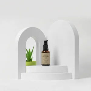 A clear glass bottle with a white label containing Eucalyptus essential oil