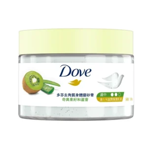 A white and green bottle with the Heaven Dove logo and 'Aloe Vera Scrub' label. The bottle contains 120ml of product.