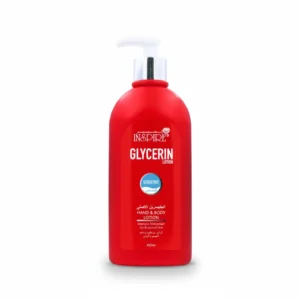 A 450ml bottle of Inspire Glycerin Lotion with a white label and green accents