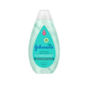 A bottle of Johnson's Baby Shampoo in white and blue color, with the Johnson's logo and 'Baby Shampoo' text clearly visible on the label.