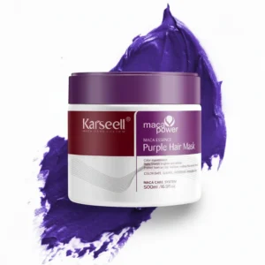 A 500ml bottle of Karseel Collagen Maca Power Hair Treatment with a white label and green accents