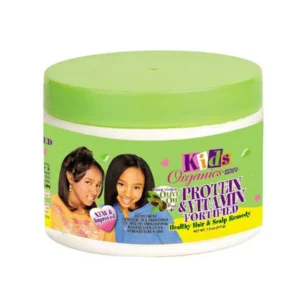 A 213g jar of Kids Original Gro Strong Hair Food in a green and white label design