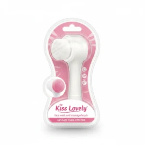 A white and pink jar with the label 'Kiss Lovely Face Wash & Massage'. The jar has a screw-top lid and the product name is displayed prominently on the label.