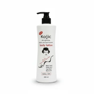 A white bottle with a blue label that says 'BELO Intensive Kojic Acid Body Lotion' and displays the product size of 200ml.