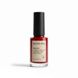 A bottle of ZOYA Alexis Nail Polish in a cool-toned white shade with a neutral, French manicure-inspired look. The bottle has a black cap and label.