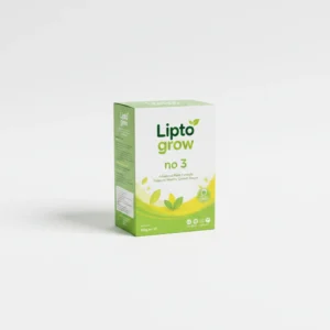 A tin of Lipto Grow No. 3 infant formula. The tin is silver in color with the Lipto logo and product name prominently displayed on the label.
