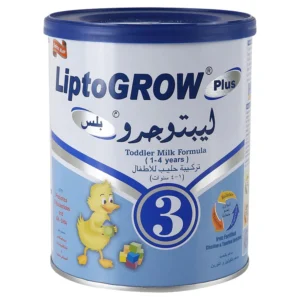 A white plastic bottle with a blue label. The label shows the LiptoGrow Plus logo and indicates this is the Number 3 formula for ages 1-3 years.