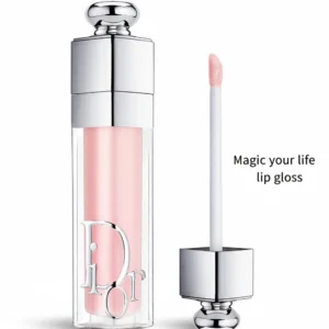 A clear, shimmery lip gloss in a clear plastic tube with a silver cap. The label on the tube says 'Magic Your Life Lip Gloss'.
