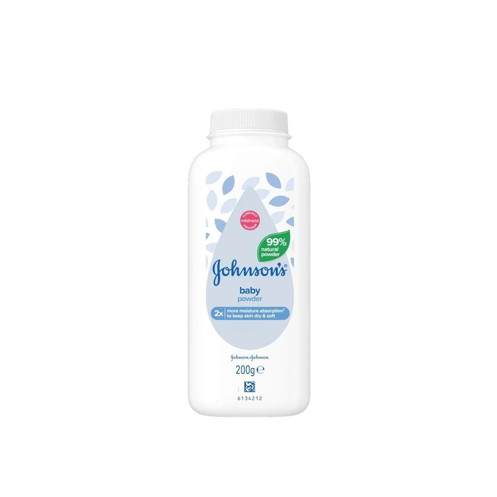 A white bottle of Max Baby Kids Baby Powder with a blue label. The powder is a soft, white color.