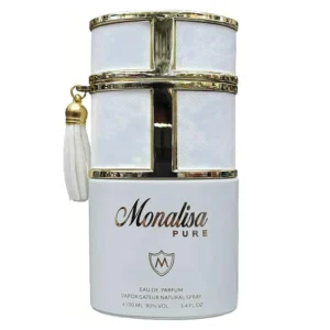 A cylindrical can with the Monalisa logo and label in white, green, and gold colors