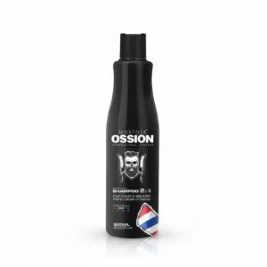 A blue and white bottle of Morfose Ossion 2-in-1 Men's Shampoo & Conditioner, 500ml. The label features the Morfose logo and product name.