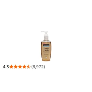 A white bottle with the Neutrogena logo and the product name 'Deep Clean Facial Cleanser' printed on the label. The bottle contains a clear, gel-like facial cleanser.