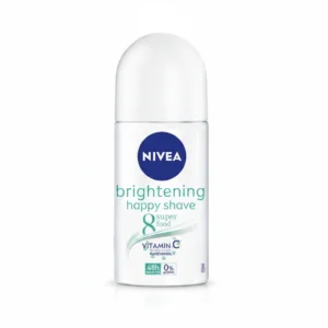 A white and blue cylindrical deodorant roll-on bottle with the NIVEA logo and 'Pearl & Beauty' label