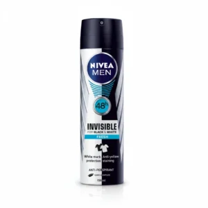 A silver and blue can of Nivea Men Invisible for Black & White Anti-Perspirant Deodorant Spray