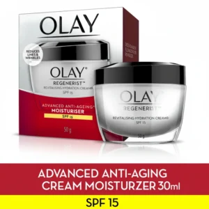 A 30ml bottle of Olay Regenerist Advanced Anti-Aging Serum with a white and blue label