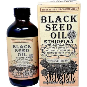 A dark amber-colored glass bottle with a black label displaying the Orsam brand name and 'Black Cumin Seed Oil' text.