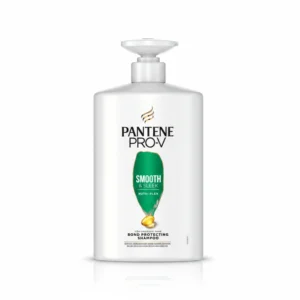 A large 1L bottle of Pantene Pro-V Volume & Body Shampoo with a white and blue label
