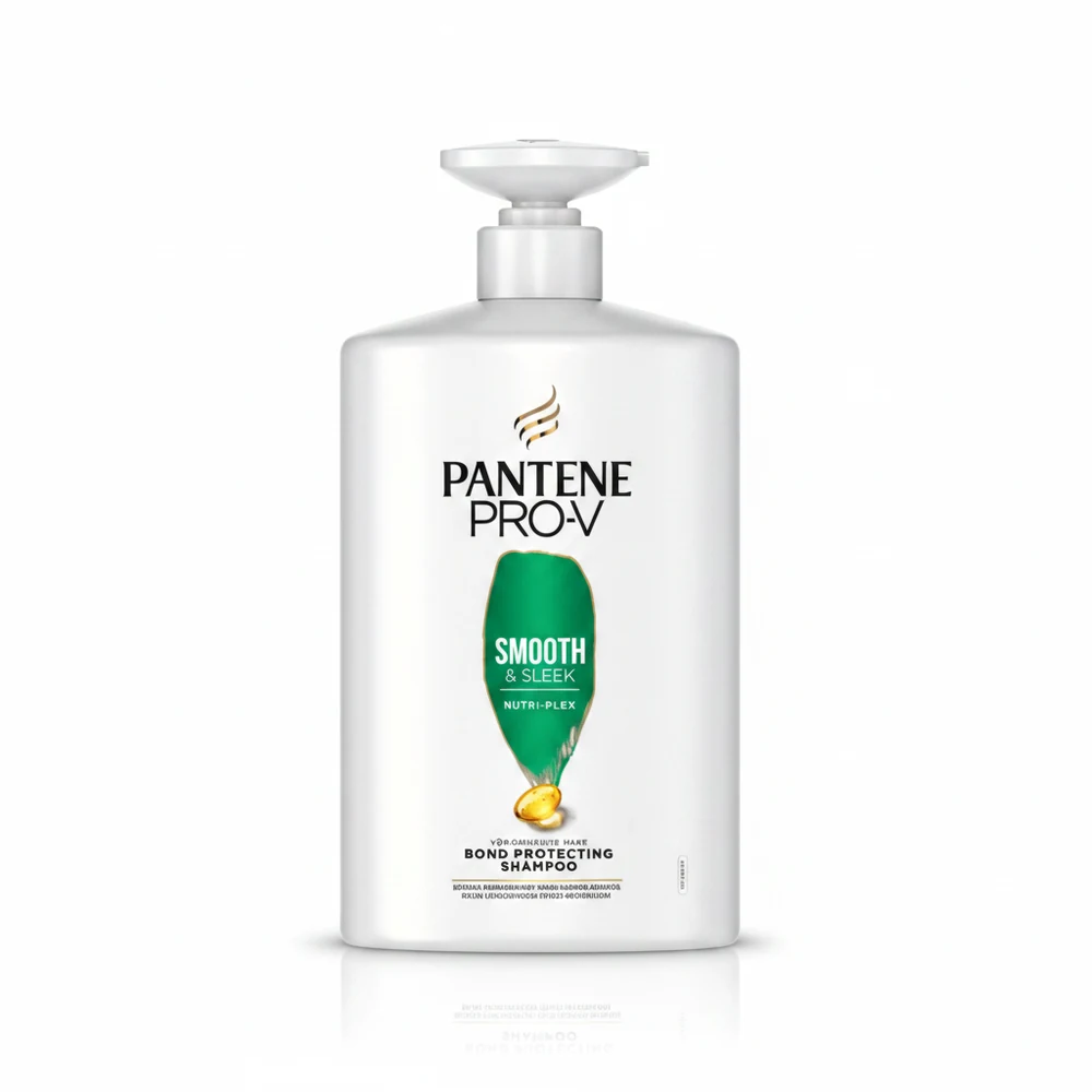 A large 1L bottle of Pantene Pro-V Volume & Body Shampoo with a white and blue label