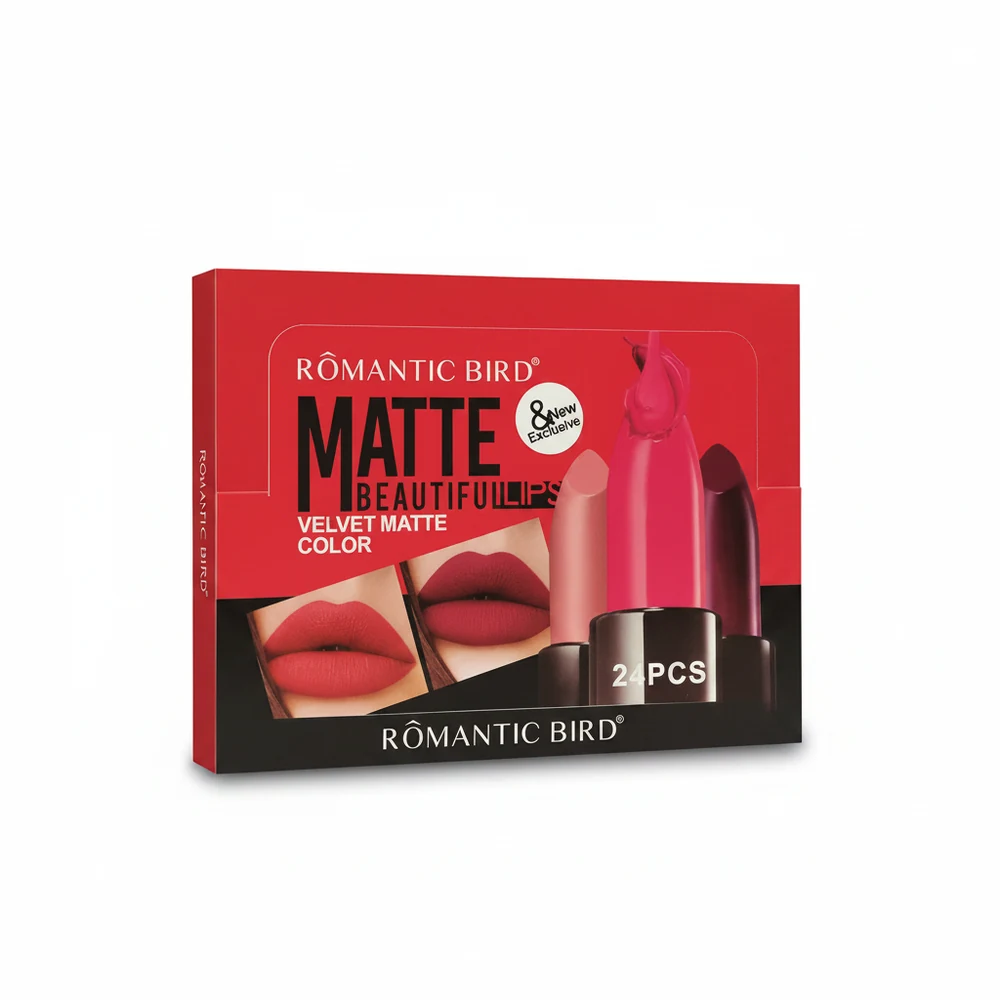 Romantic Bird Matte Liquid Lipstick in a sleek black tube with the brand name and product name printed on the label.