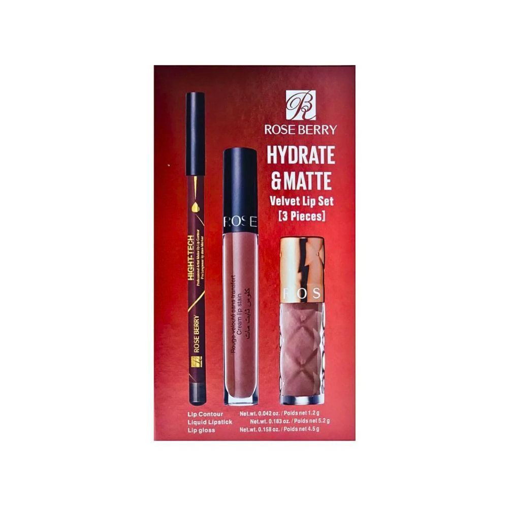 A small glass bottle with a black cap, containing a deep rose-colored liquid lip gloss. The Haflatisa logo and product name are printed on the label.