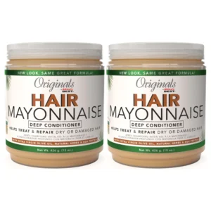 A white bottle with a green label, containing a thick, creamy hair treatment product. The label displays the tilla brand name and the product name 'Hair Mayonnaise'.