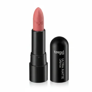 A matte black lipstick tube with the trend it up logo on the label