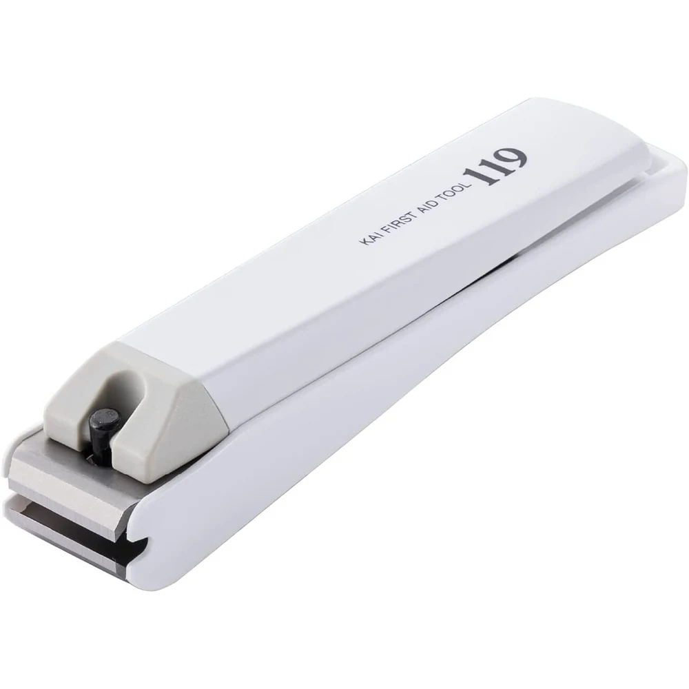 A pair of large, stainless steel nail clippers with an ergonomic grip handle