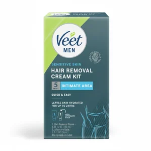 A white and blue tube of Veet Hair Remover Cream with the Veet logo and product name visible on the label.