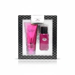 A 2-piece gift set including a 75 ml bottle of Victoria's Secret body splash in a pink and white striped label, and a 75 ml bottle of Victoria's Secret body lotion in a matching pink and white striped label.