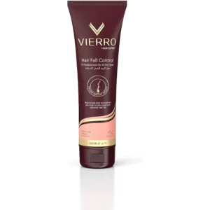 A 250ml bottle of Vierro Hair Expert Hair Fall Control Oil Replacement with a white label and green accents