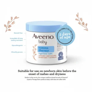 A white tube of Aveeno Baby Eczema Therapy Moisturizing Cream with the Aveeno logo and product name clearly visible on the label.