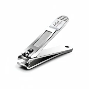 A sleek black nail clipper with a decorative gold rose design on the handle. The clipper has stainless steel cutting edges and a chrome-plated finish.