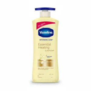 A white bottle of Vaseline Intensive Care Advanced Repair Body Lotion with a blue label and cap. The bottle contains 400ml of product.
