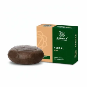 A rectangular bar of Afriherbal Nourishing Bar Soap with Shea Butter, packaged in a green and white label.