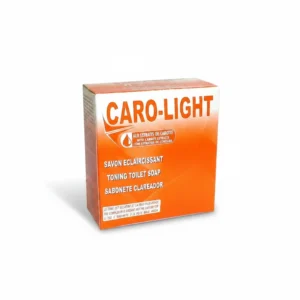 A rectangular bar of Carolight Exfoliating Retinol Body Soap with a light blue and white label