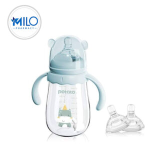 Potato Wide Neck Glass Baby Feeding Bottle with Handle - 120ml