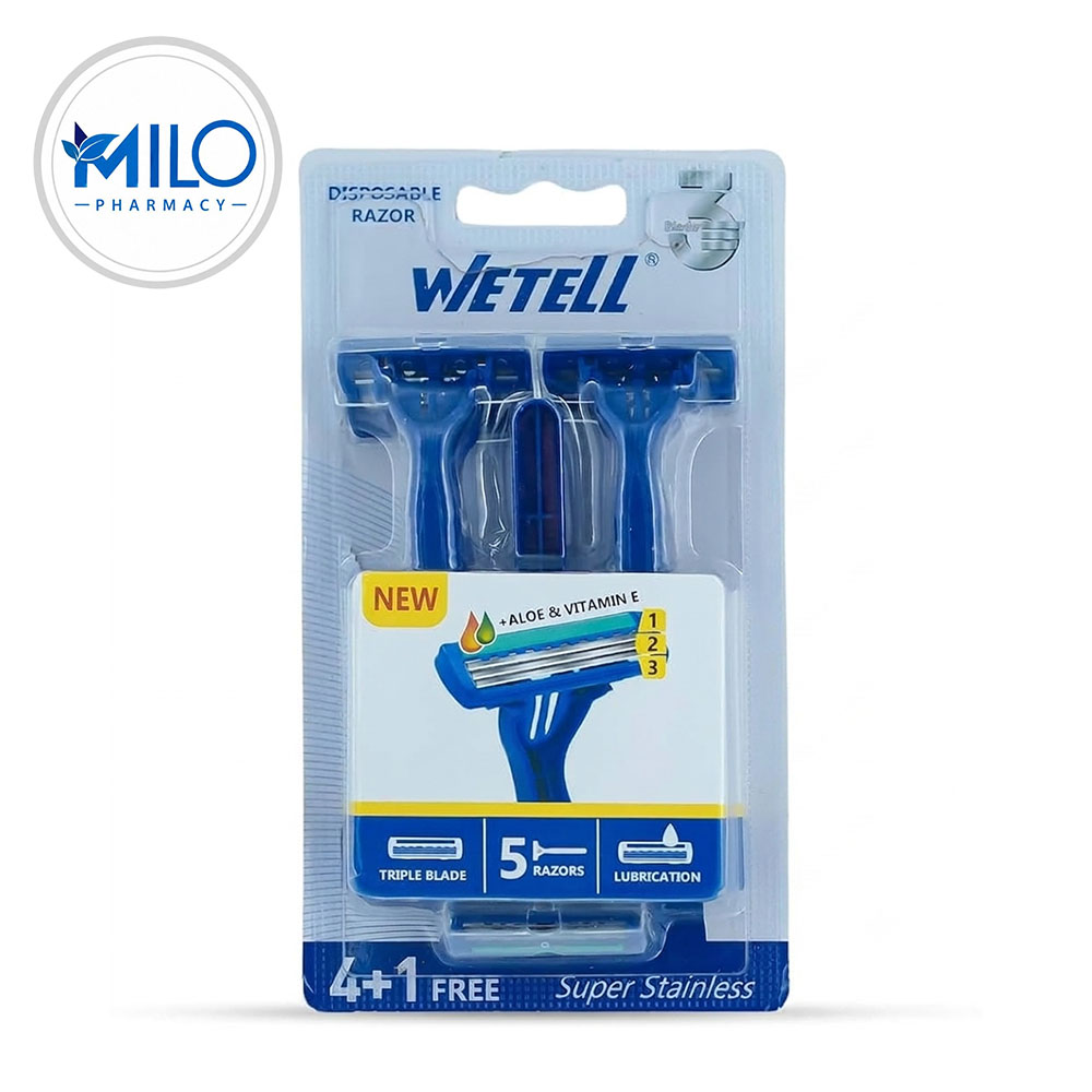 Wetell Triple Blade Disposable Razors for Men – 5-Pack Smooth Shave